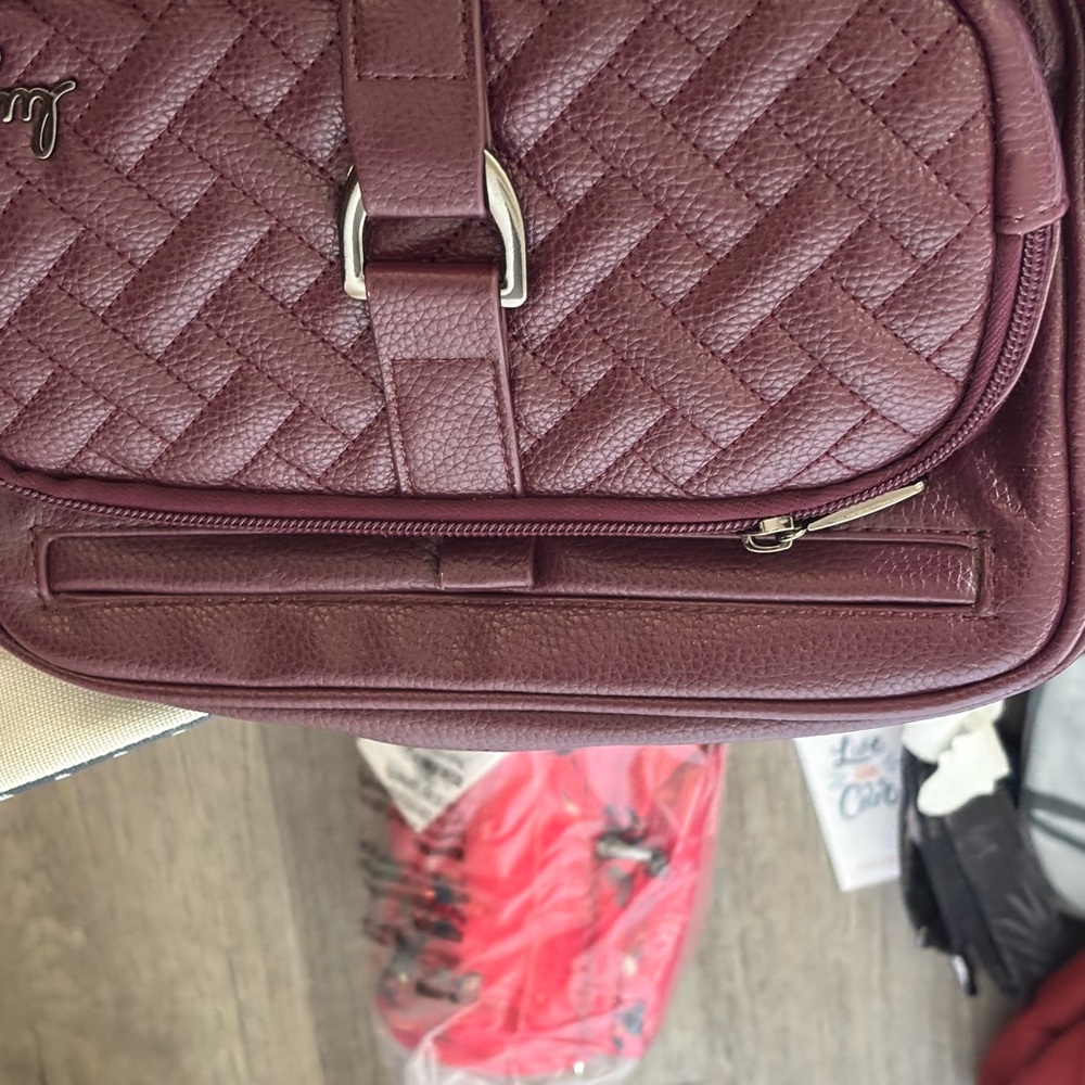 Lug Crossbody Bag in Plum Woven Design